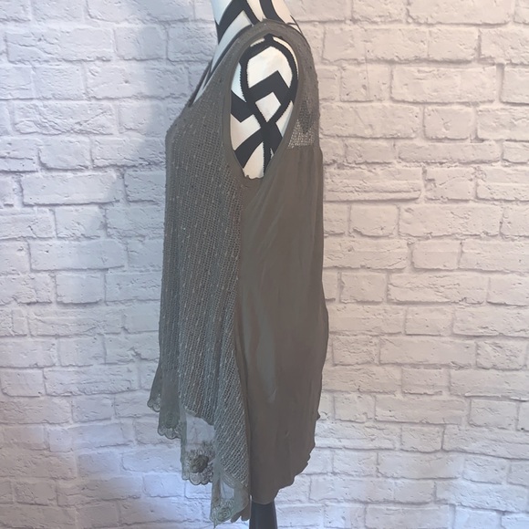 Cupio Lace Accented Olive Green Tank Top - Picture 2 of 5